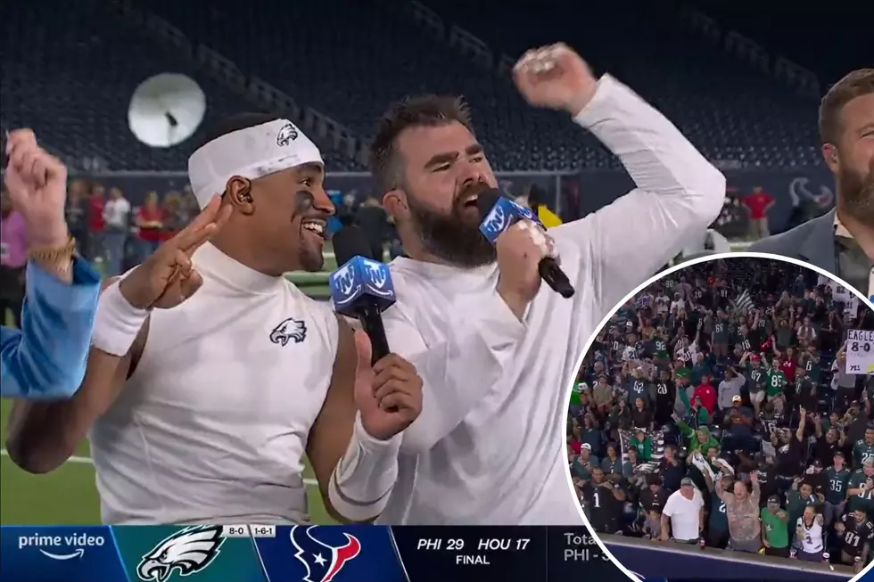 [WATCH] Jalen Hurts and Jason Kelce Sing ‘Fly Eagles Fly’ with Eagles Fans
