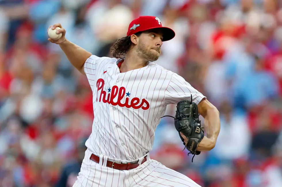 Aaron Nola #27 of the Philadelphia Phillies throws a pitch against the Atlanta Braves during the second inning in Game Three of the Division Series at Citizens Bank Park