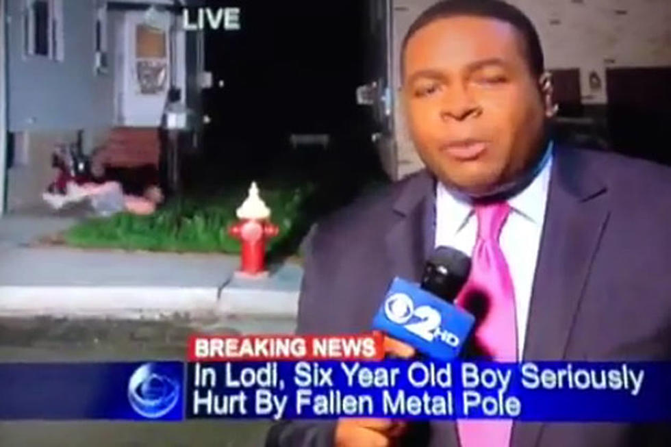 Shirtless Guy Falls Out of Window Behind Oblivious Reporter