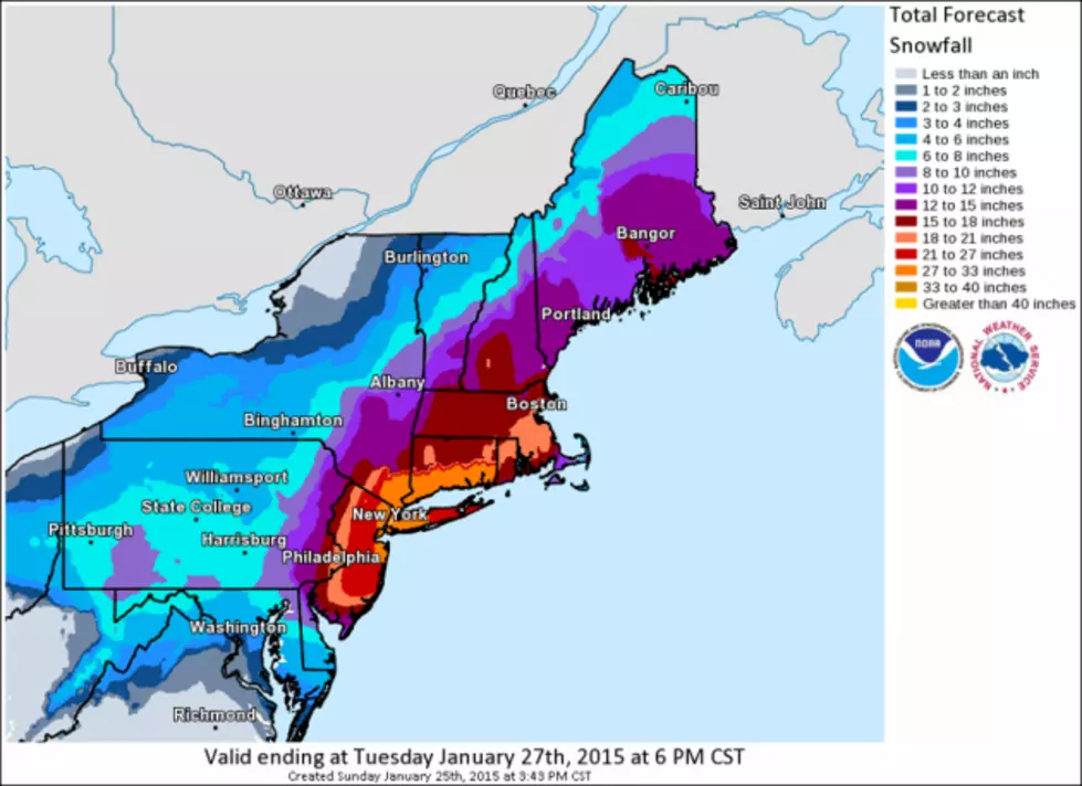 Utica Area Likely Spared Brunt of Potentially Historic East Coast Blizzard of January 2015