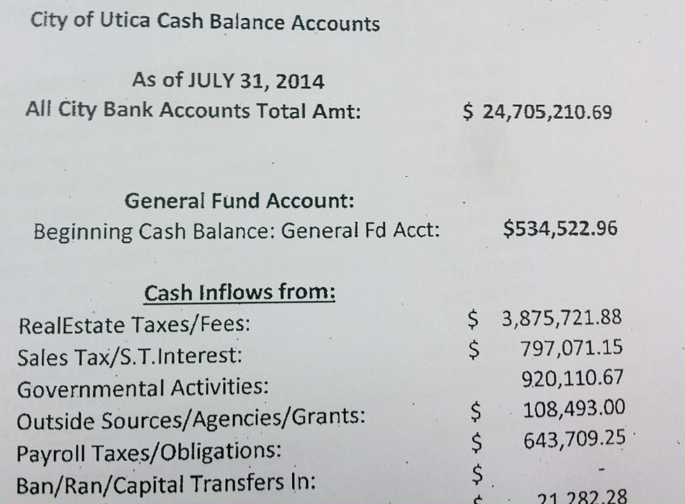 Utica Comptroller Releases July 2014 Cash Report