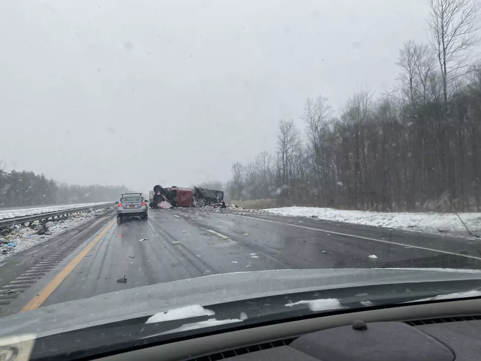 Motorist Snaps Photo of Tractor Trailer Roll Over on NYS Thruway