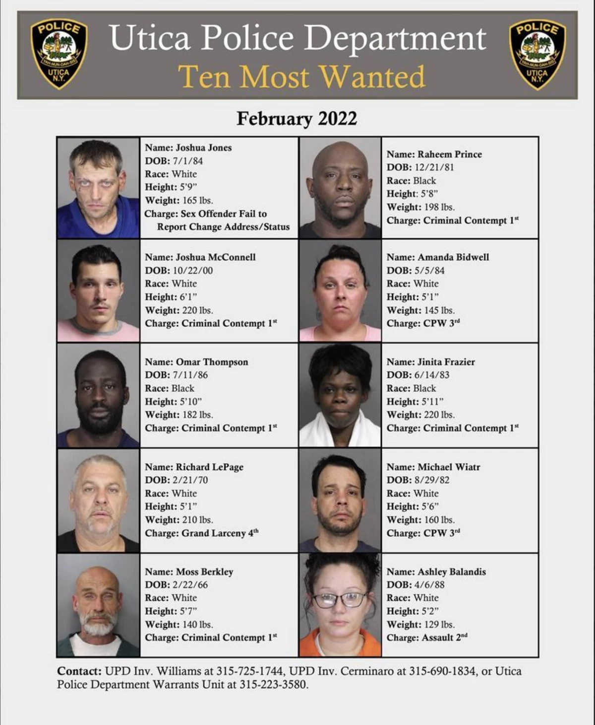 The Sun News - City police release list of 'significant' wanted men Read  more:  #Wanted #Lowell