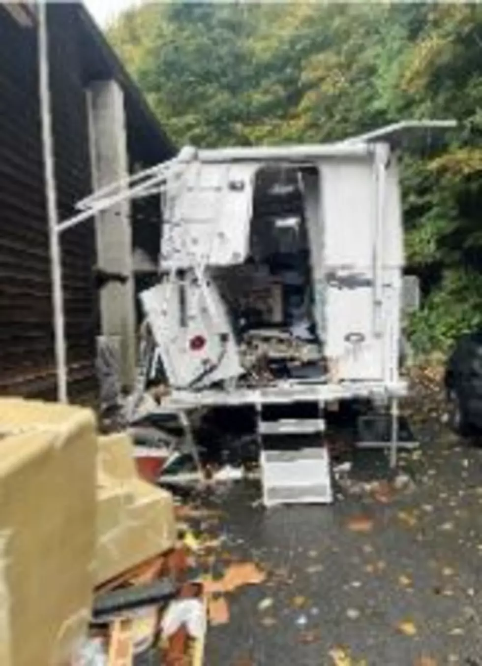 Attached camper explodes in Spafford NY / via New York State Police