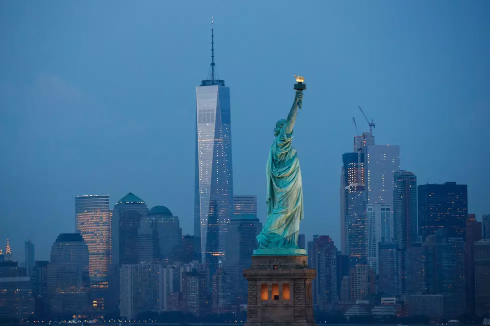 NEW YORK, NY - SEPTEMBER 8: in The Statue of Liberty stands in the foreground as Lower Manhattan is viewed at dusk, September 8, 2016 in New York City. New York City is preparing to mark the 15th anniversary of the September 11 terrorist attacks. (Photo by Drew Angerer/Getty Images)