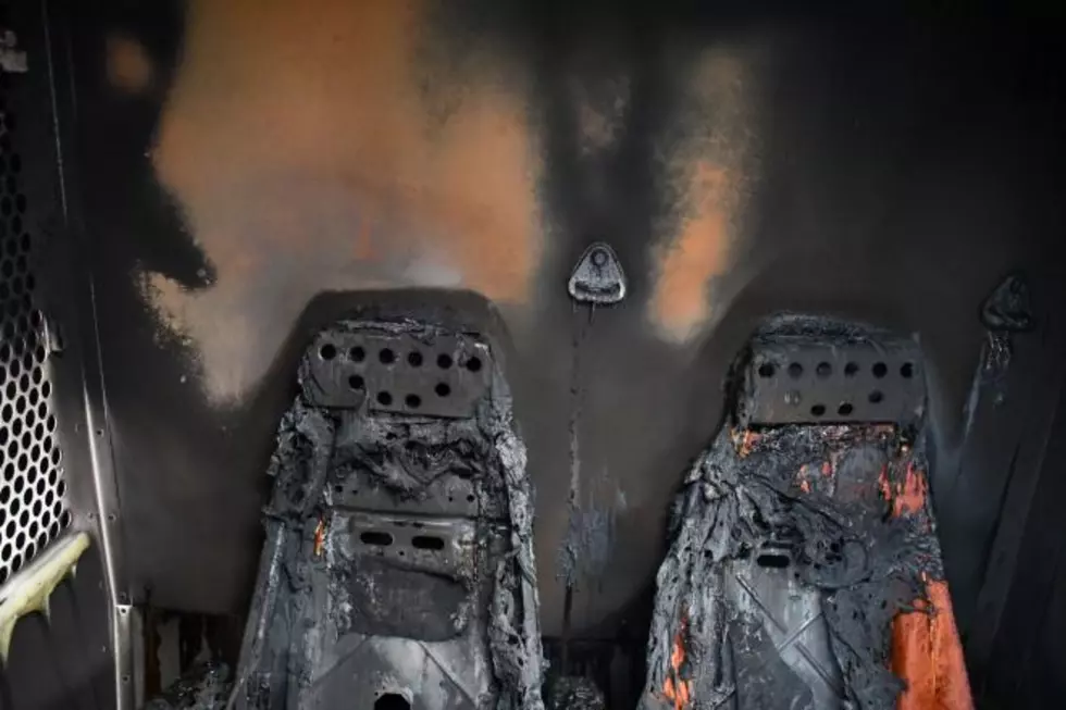 State Police are investigating a fire that damaged a NYS Corrections bus. credit: NYSP