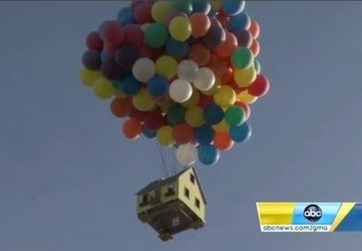 Real Life Balloon House From Disney Pixar S Up Actually Flies Video