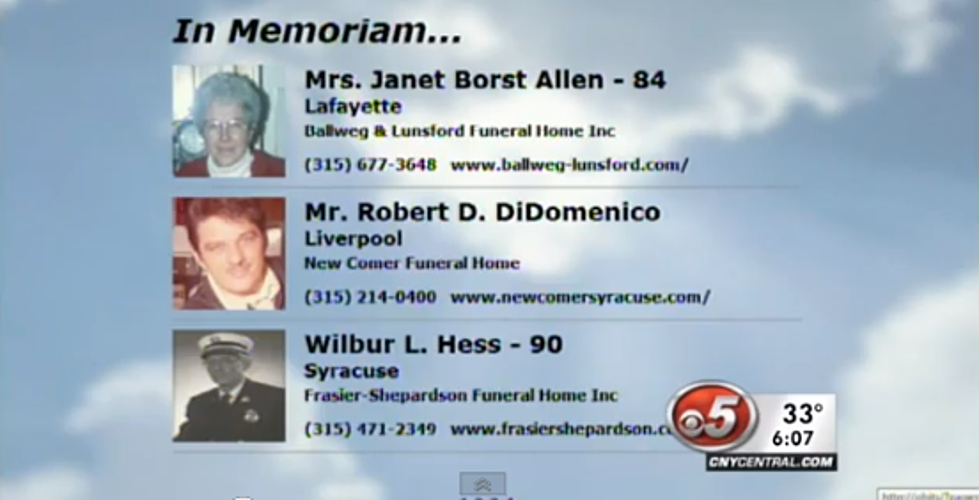Syracuse’s CNY Central Newscasts Have Started Airing Obituaries
