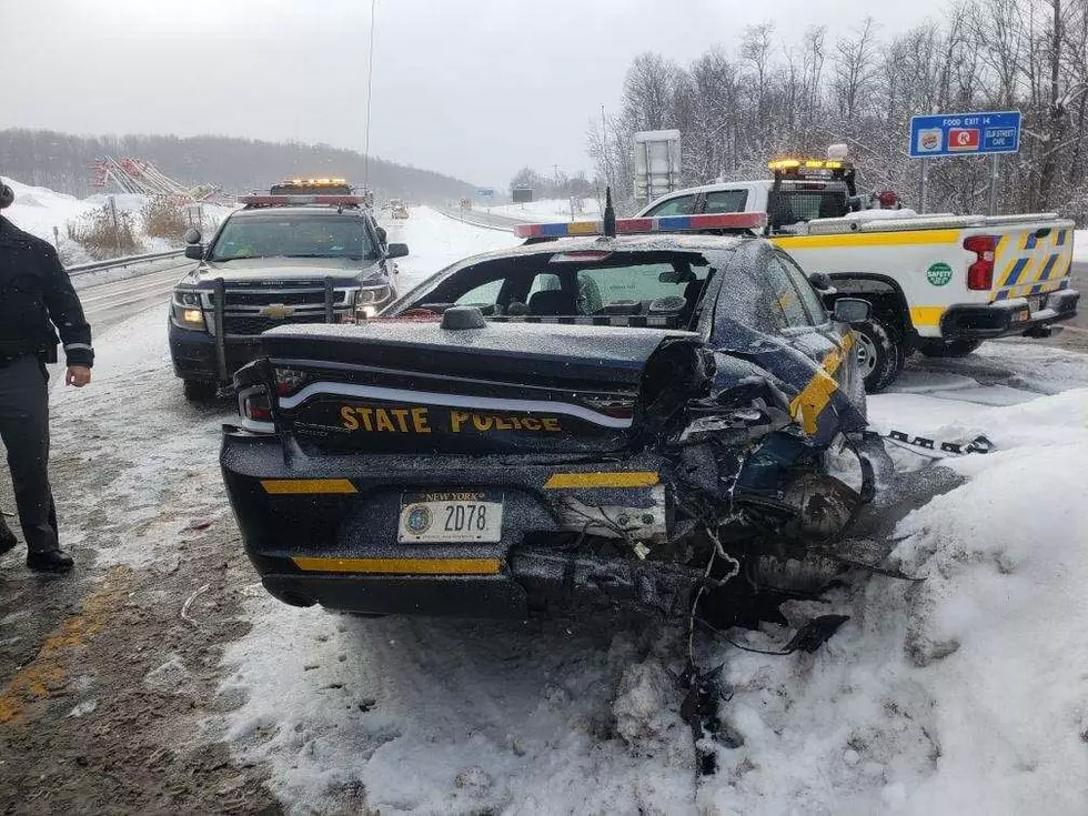 Car Crashes Into Back Of NYS Trooper On I-81 In Tully