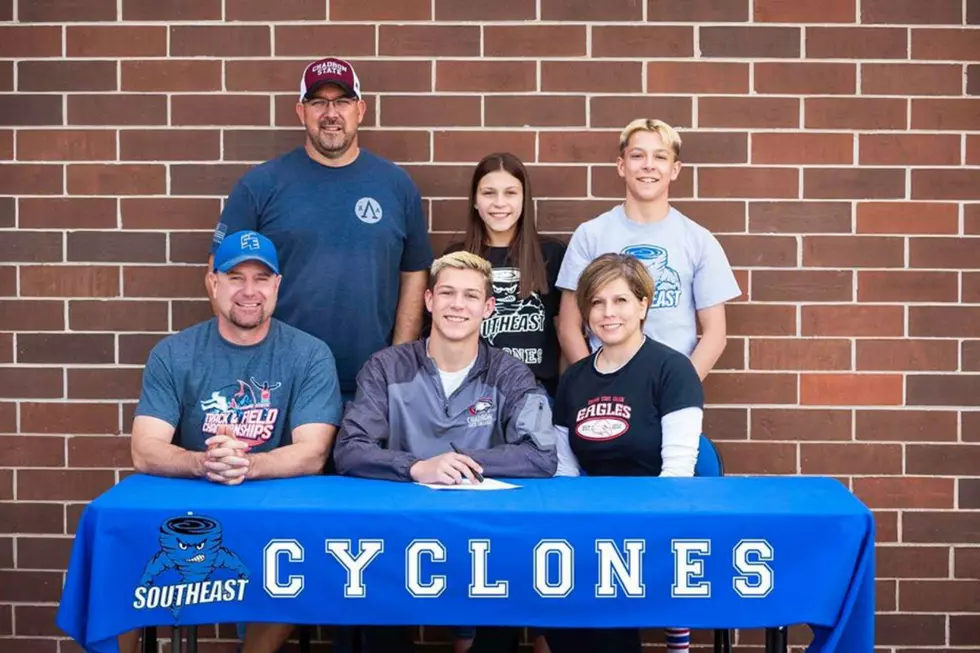 Greg Logsdon of Southeast Signs with Chadron St. for Track