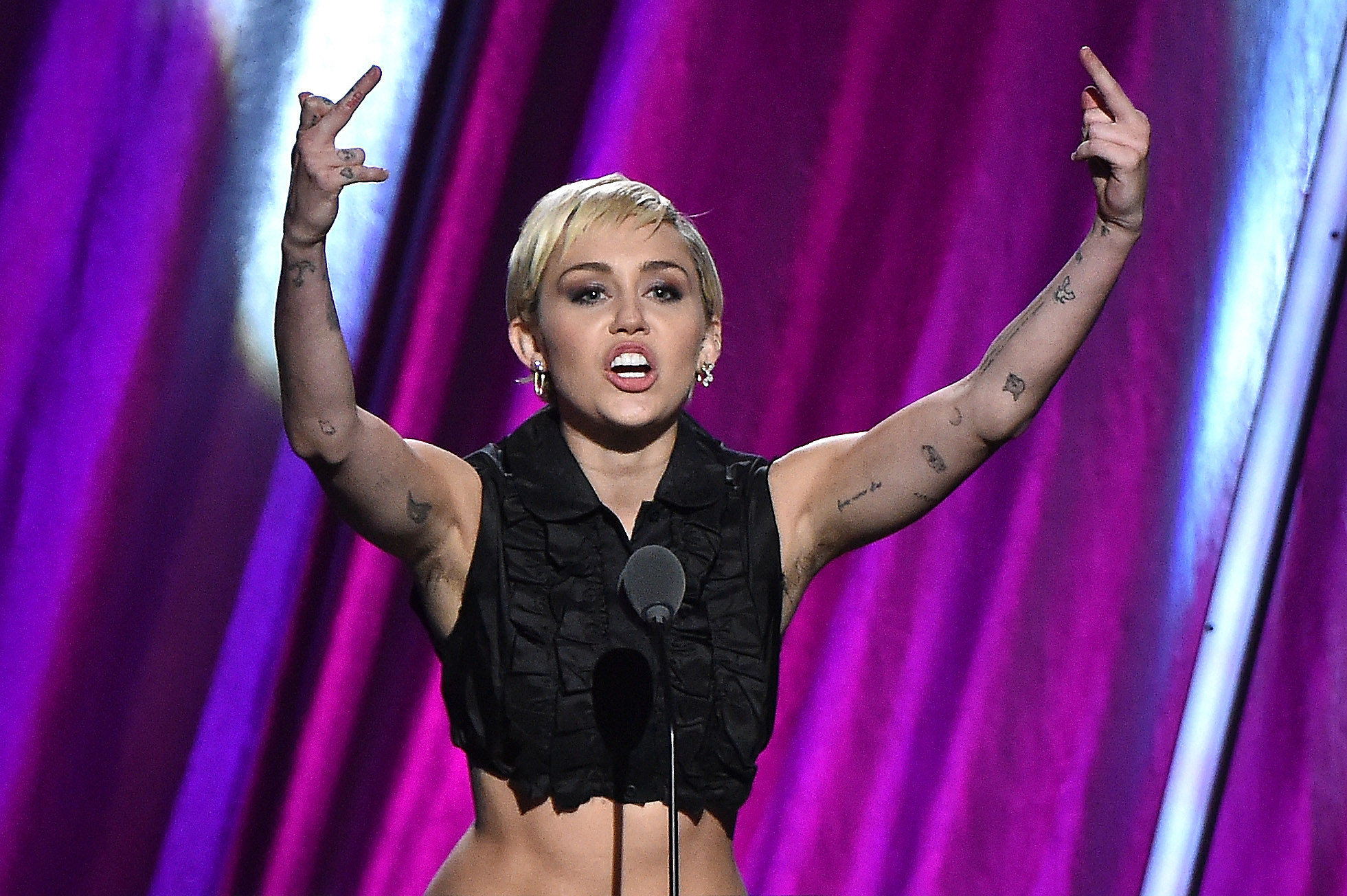 Miley Cyrus Shows Up For Jimmy Kimmel Live! Pretty Much Topless