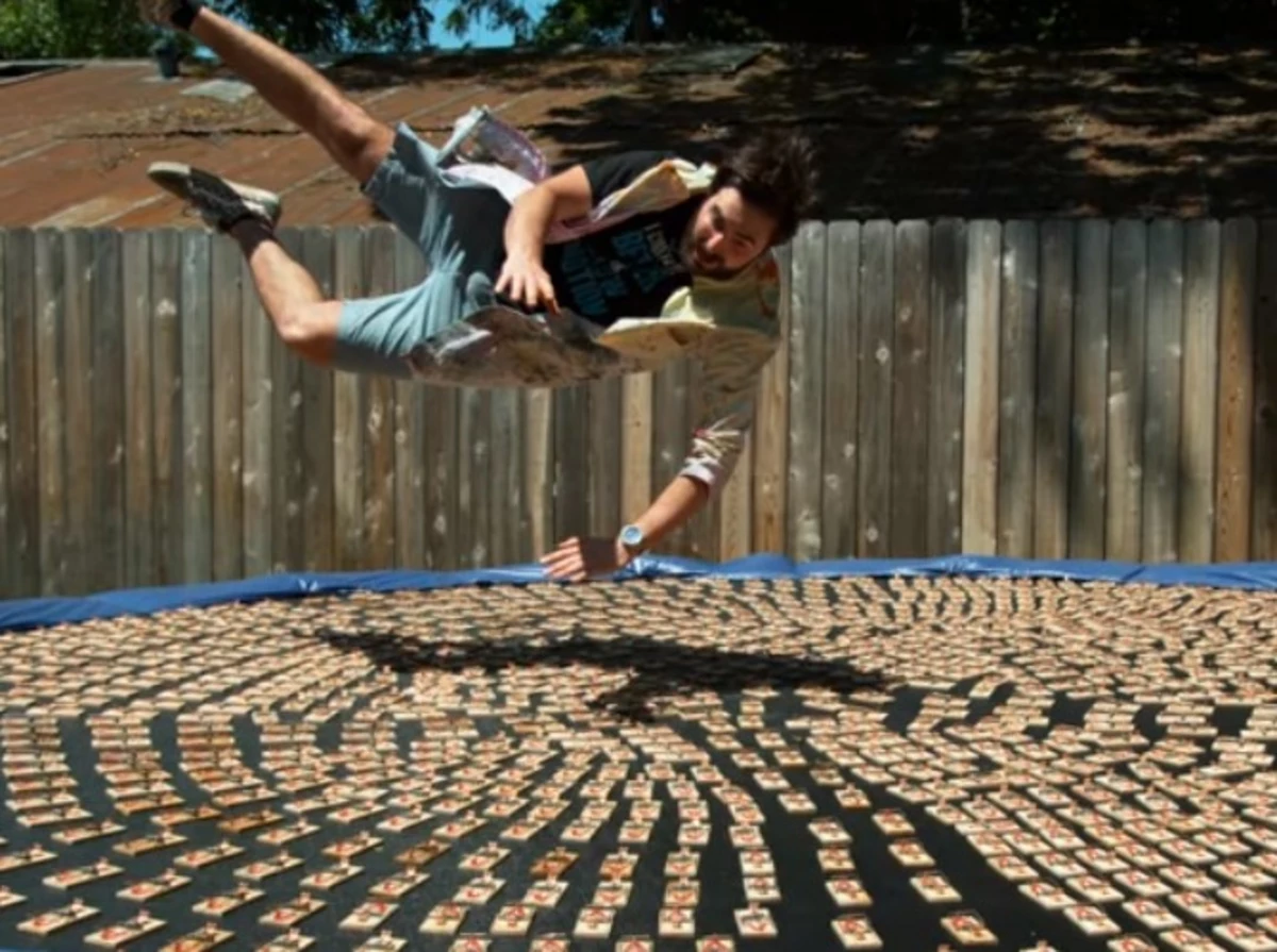 Man Jumps A Trampoline In Traps
