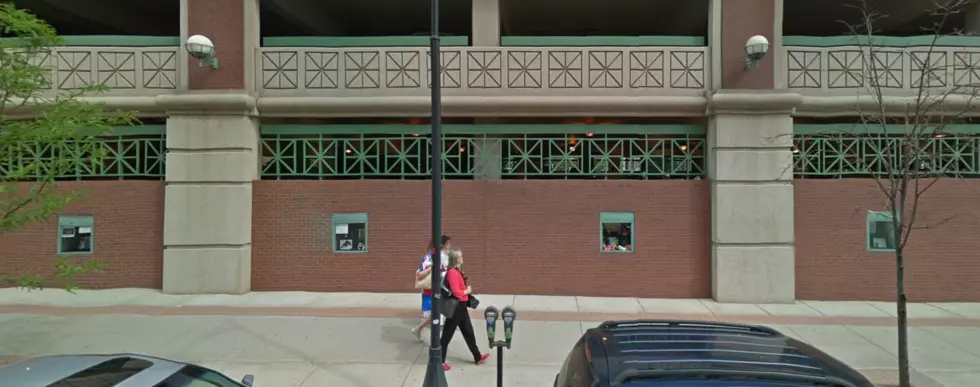 Outside of the Fulton/Ottawa Parking Ramp in 2011