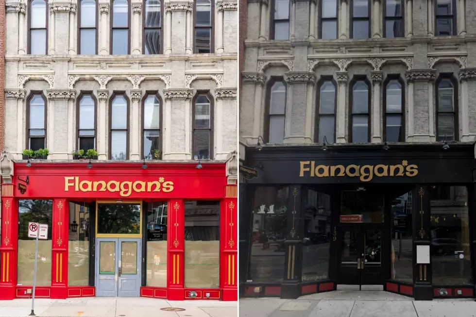 Flanagan's after and before its paint /Downtown Grand Rapids Inc. via Facebook / Google Maps