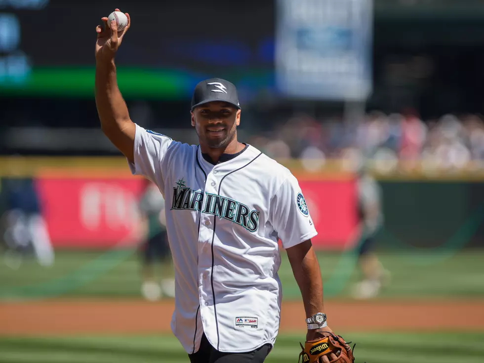 Russell Wilson Delivers First Pitch Before Today’s Mariners Game