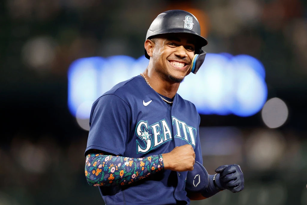 Julio Rodriguez of the Seattle Mariners poses with a trident in the News  Photo - Getty Images