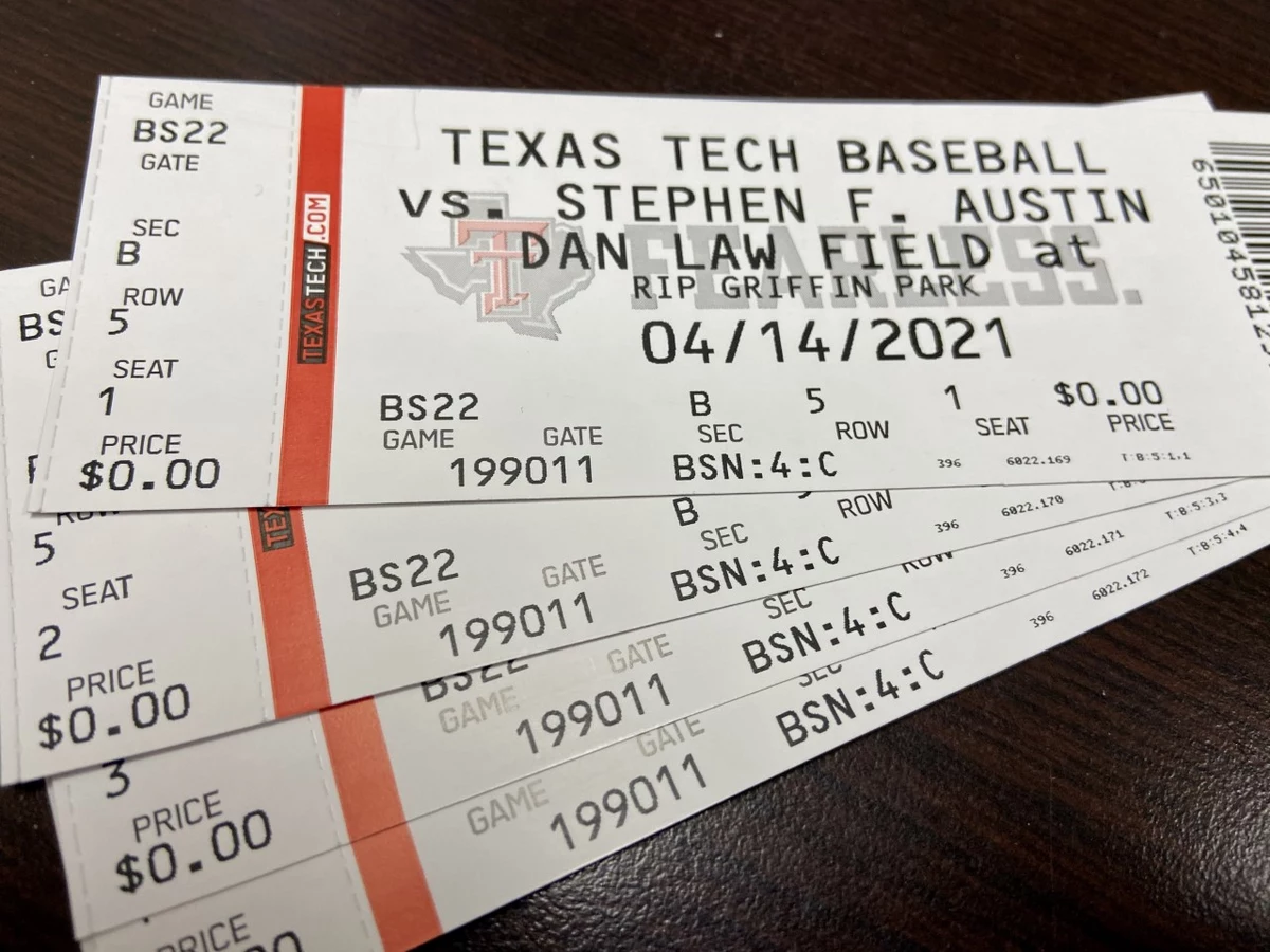 Ticket 4Pack Texas Tech Baseball vs Stephen F. Austin