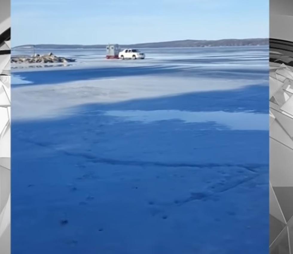 FAIL!  Truck Breaks Through Frozen Lake Michigan And Sinks 