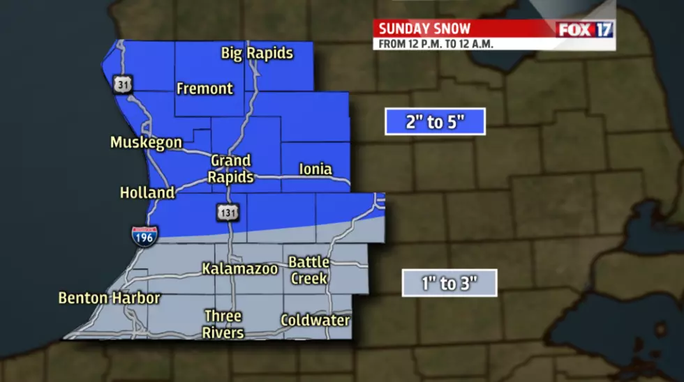 More Snow Coming To West MI Sunday Afternoon