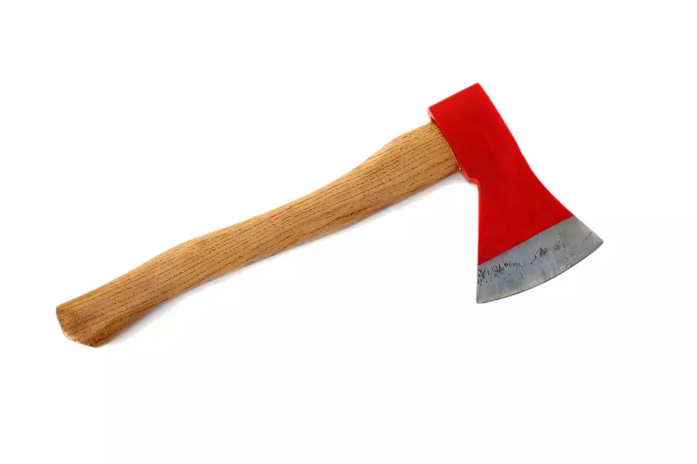 Red axe isolated on white