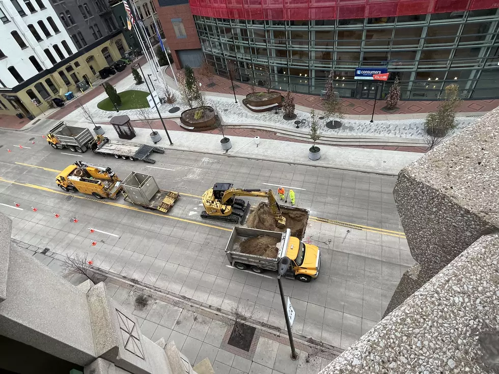 A Huge Sinkhole Just Opened Up On Fulton Street in Front of Van Andel Arena