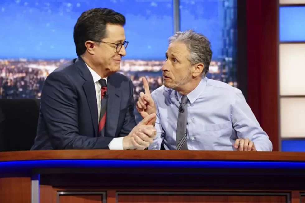 Jon Stewart Resurfaces on Colbert’s ‘Late Show’ Over Trump Press Ban