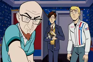 I was just watching the season 3 2-part finale of the Venture Brothers, and  I just learned that Dr. Girlfriend has a 1-frame, official, on air nip-slip.  After much pausing and rewinding