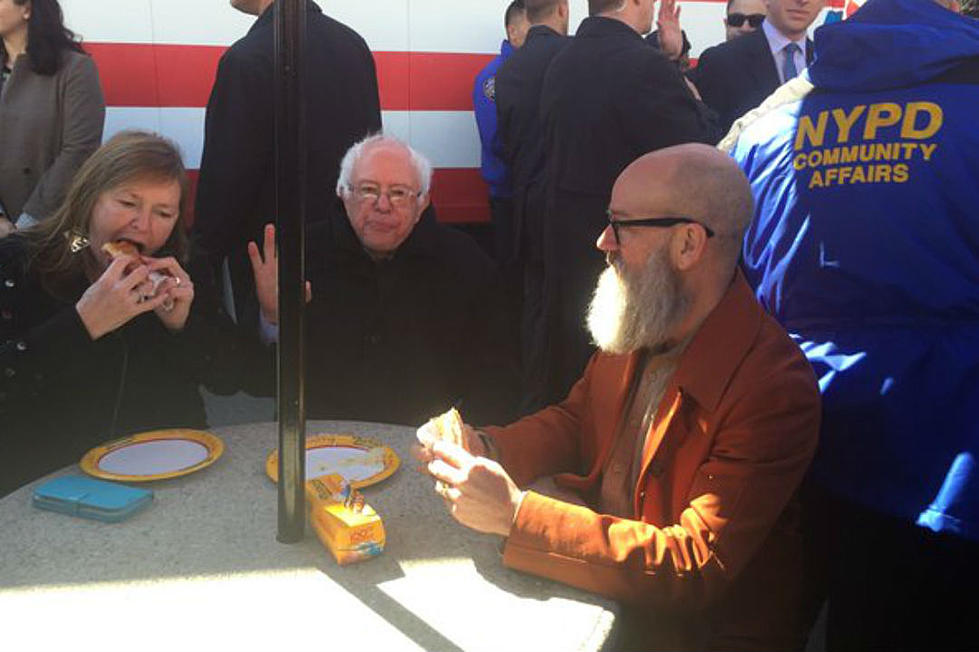 Michael Stipe + Bernie Sanders Ate Hot Dogs Together at a Coney Island Rally