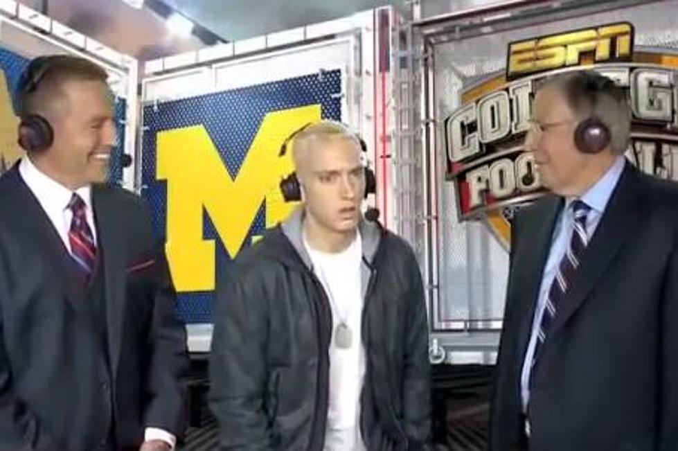 Watch Eminem’s Odd Halftime Interview At The Michigan Vs. Notre Dame Football Game [Video]