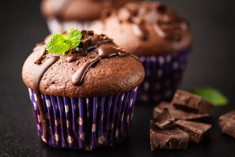 Tasty chocolate muffins closeup view