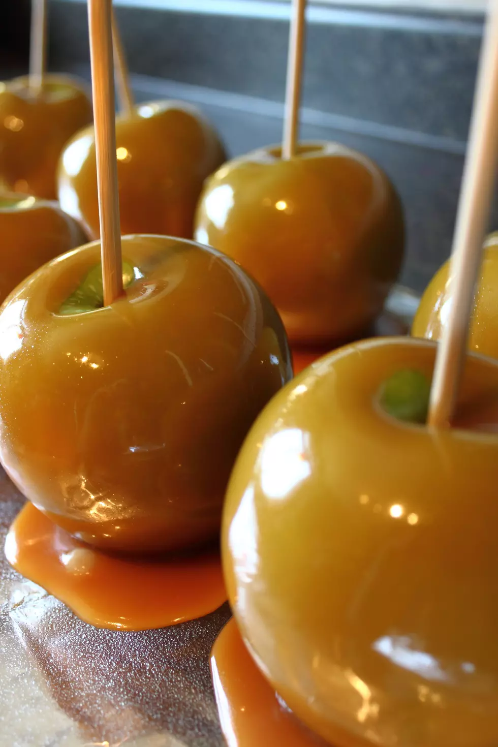 Arrangement of fresh caramel apples