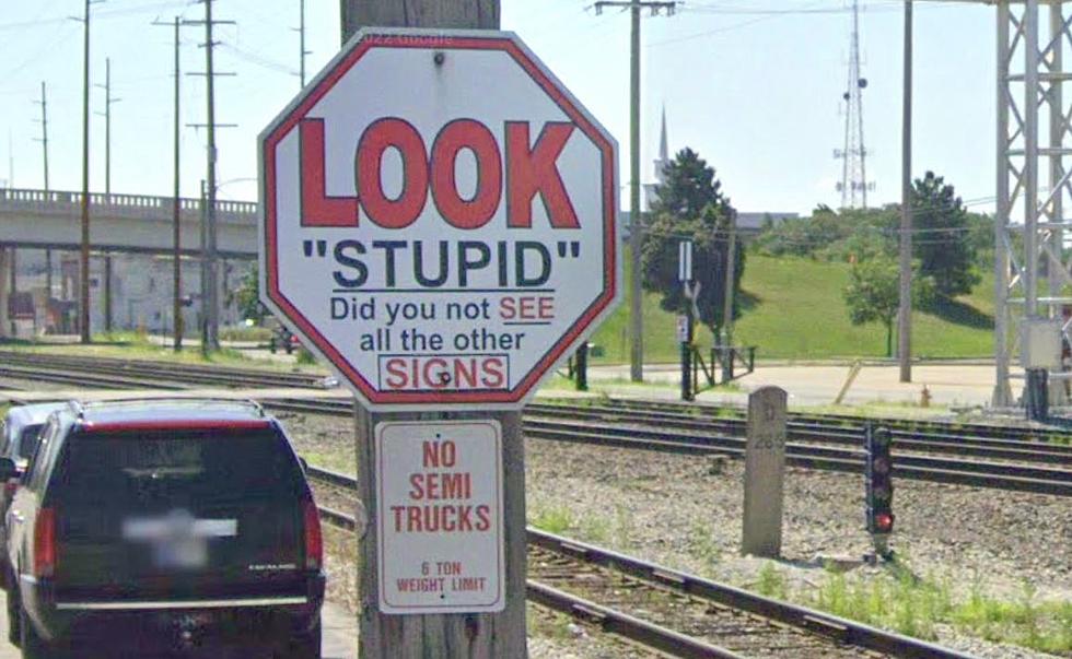 Drivers Double Take at This ‘Look, Stupid’ Stop Sign Near Lake Michigan Shoreline