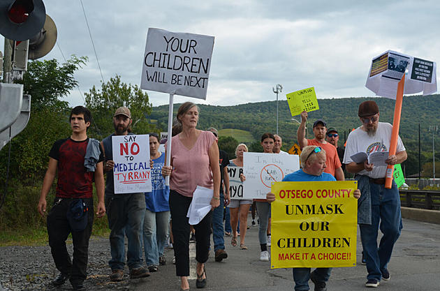 COVID Vaccine Mandate Protesters Take To Main St. Oneonta As Case Numbers Rise