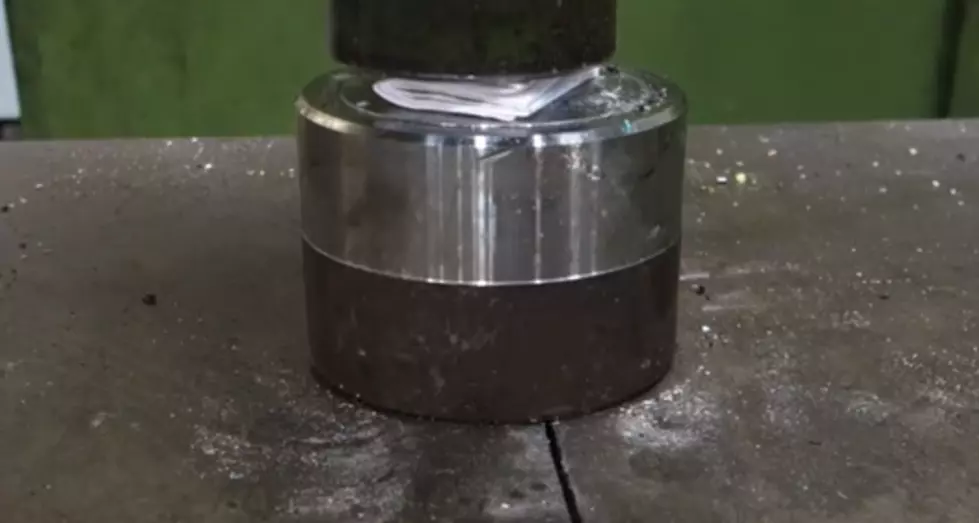 Using a Hydraulic Press to Fold a Piece of Paper 7 Times