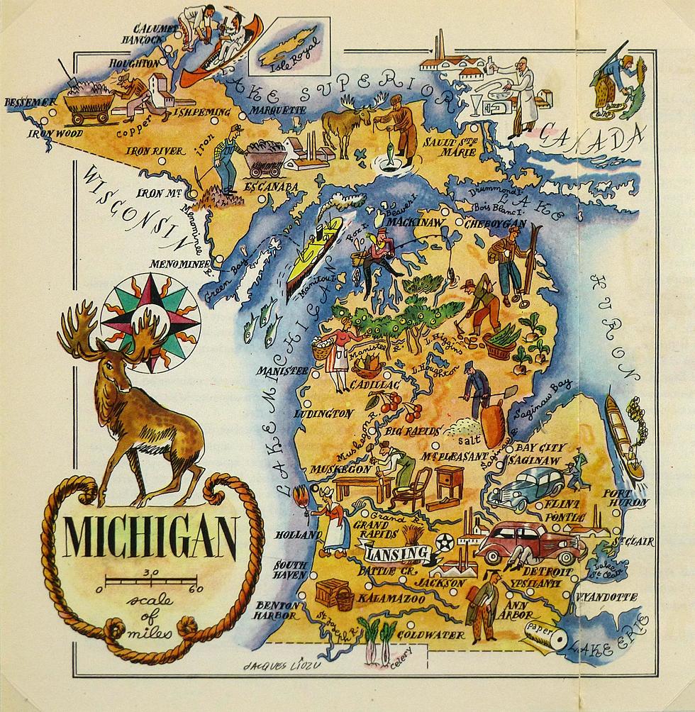 This Illustrated Map Of Michigan From The ’40s Is Fascinating