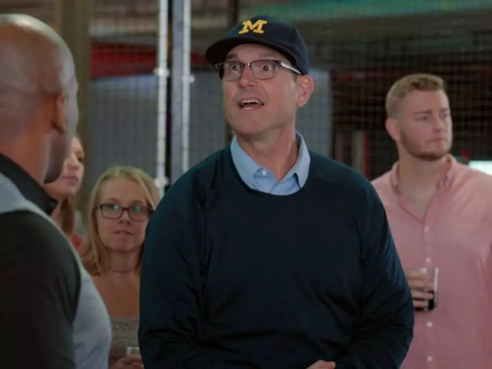 Jim Harbaugh Wows Crowd In Muskegon
