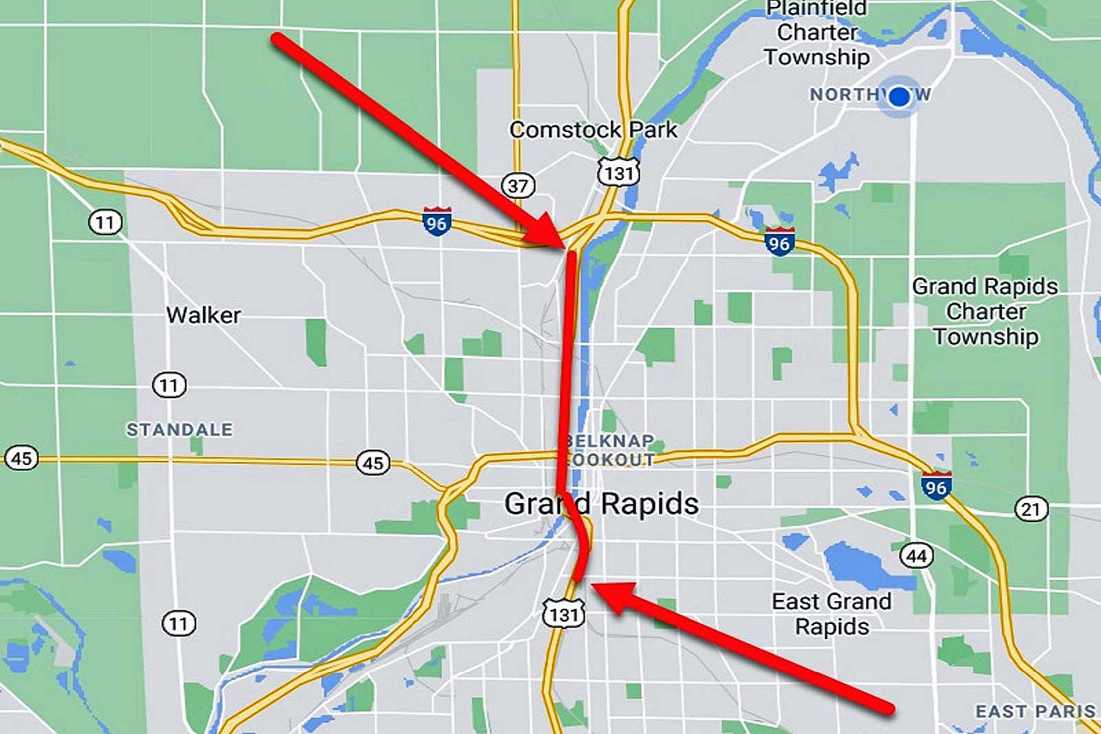 Expect Traffic Backups On US 131 In Grand Rapids This Weekend   131doublelaneclosures 