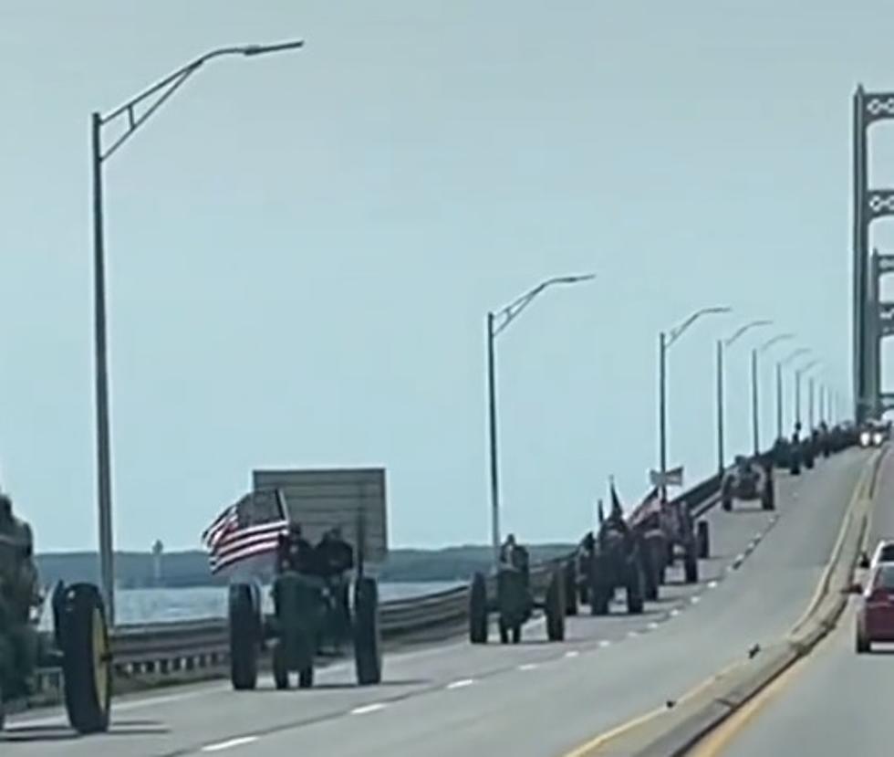 Tractors On Parade On Mackinac Bridge