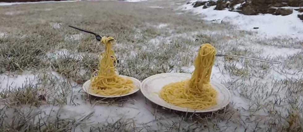 Watch Pasta Freeze In Mid-Air During Cold Temps In Missouri
