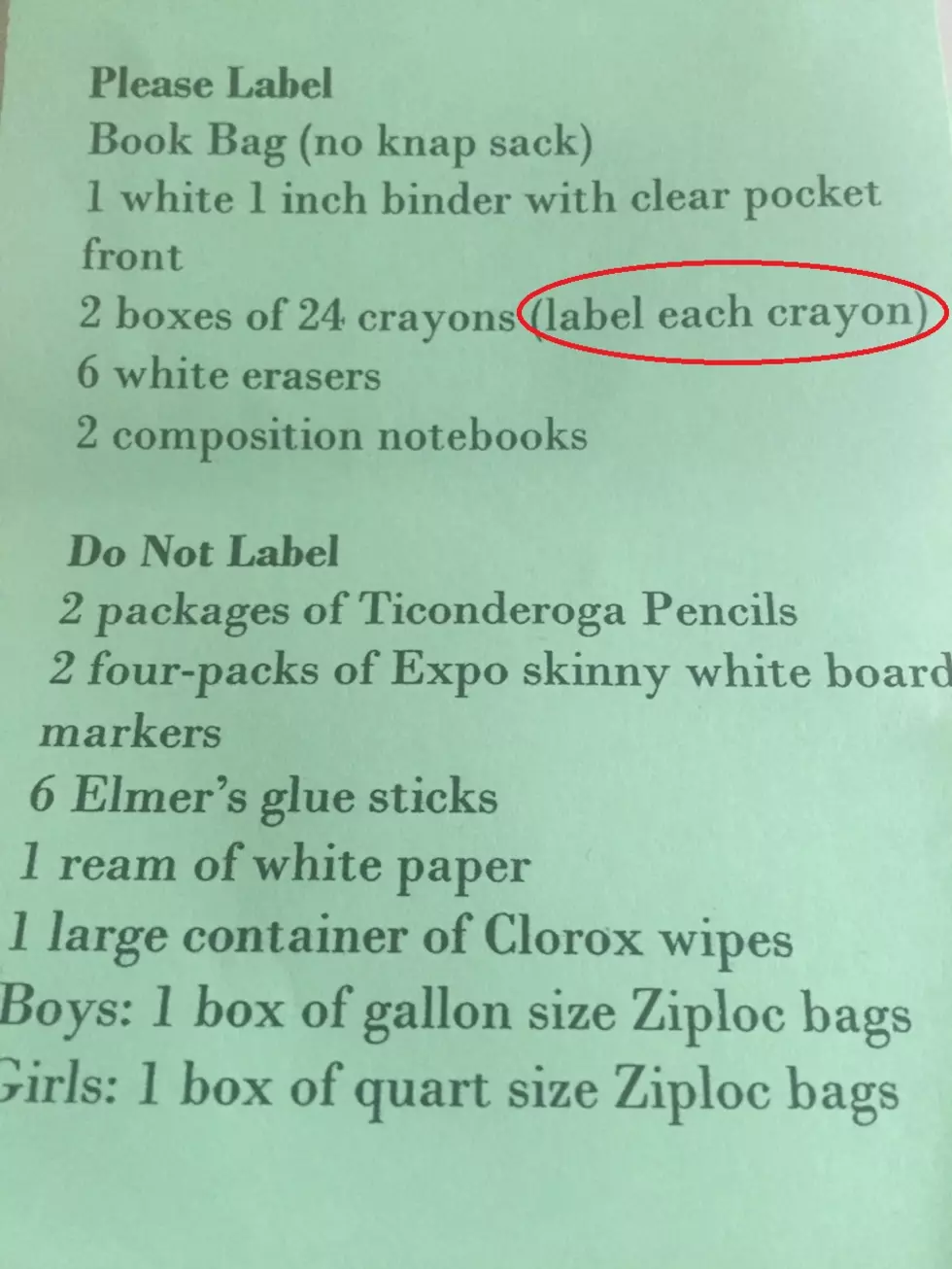 This Quincy School Supply List Includes A Bizarre Request