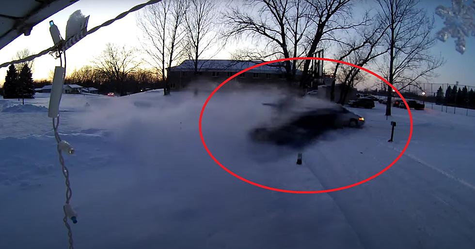Video Shows Moment a Snowmobile Flew into a Midwestern Garage