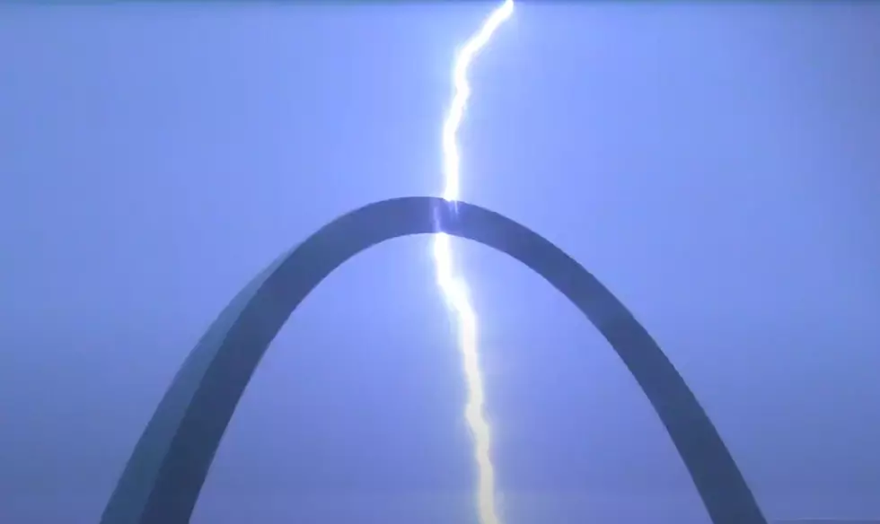 Watch a Huge Bolt of Lightning Barely Miss the Gateway Arch