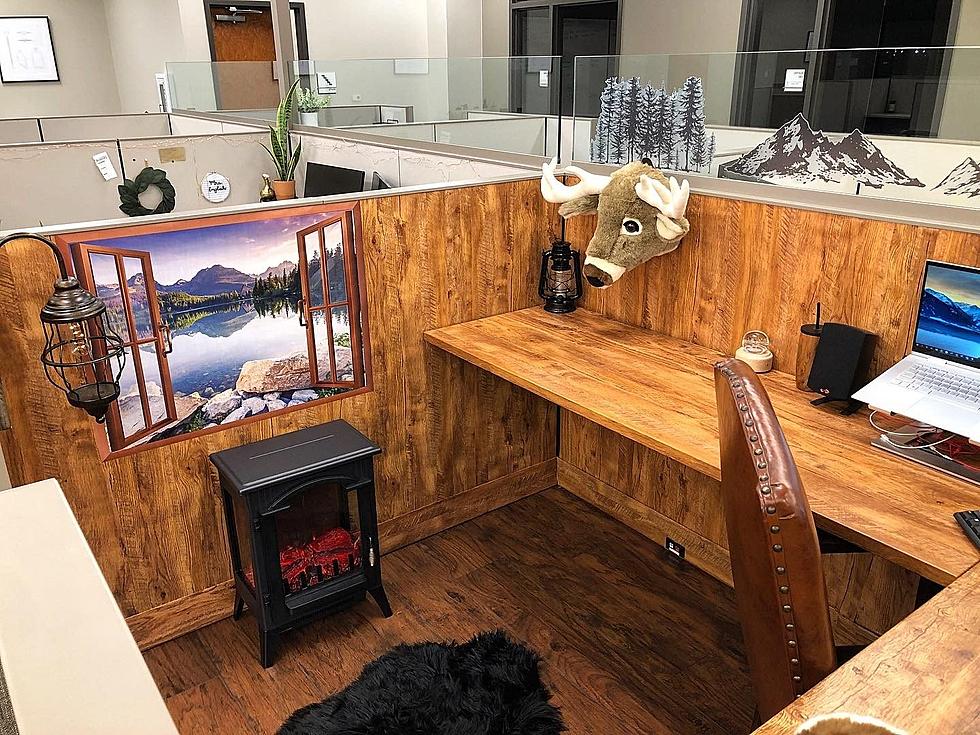 Cubicle Is A Rustic Cabin!  Too Much For The Office?