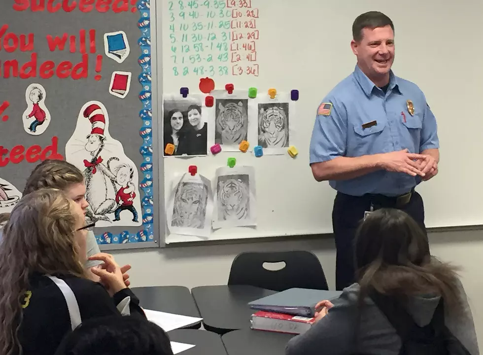 Sedalia Fire Department Inspector Visits with Freshmen Math Students at Smith-Cotton