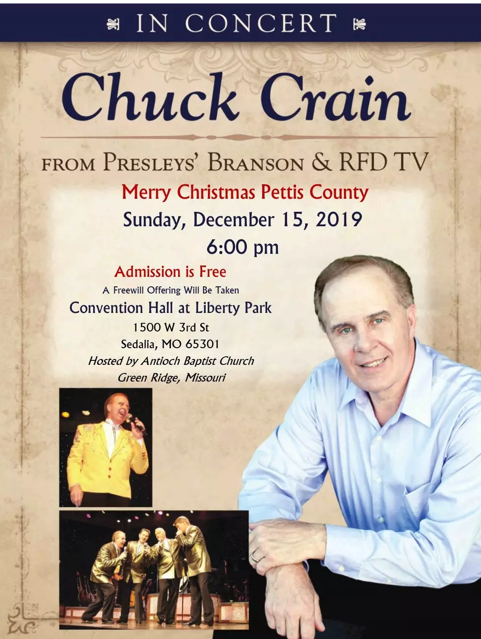 Chuck Crain in Concert at Convention Hall