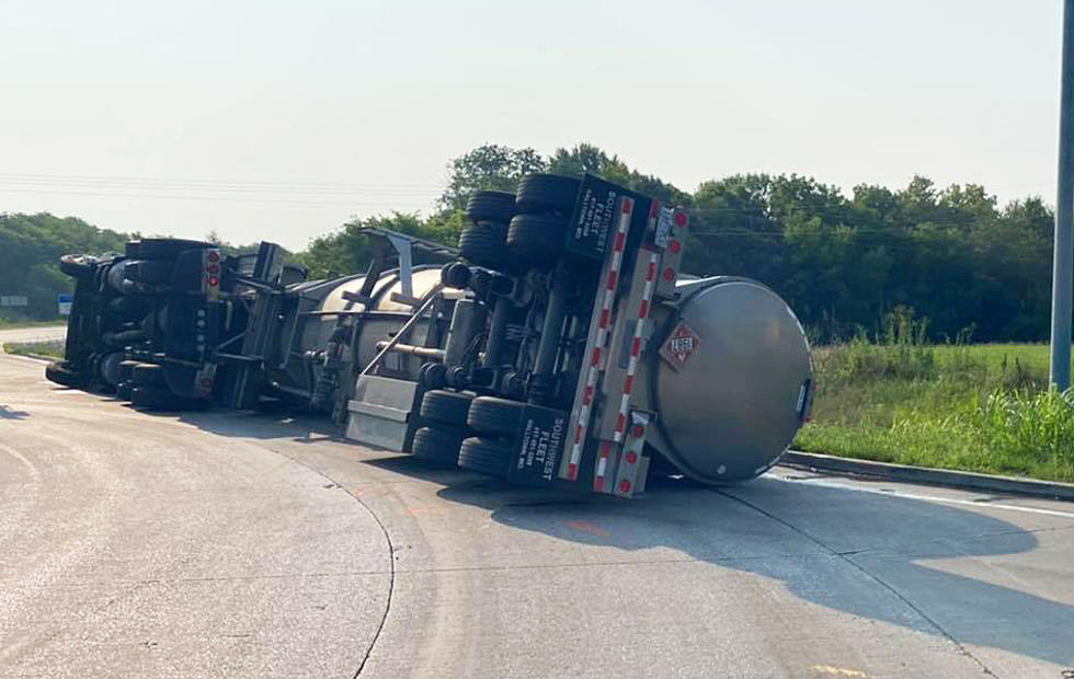 Fuel Tanker Rolls Over in Johnson County