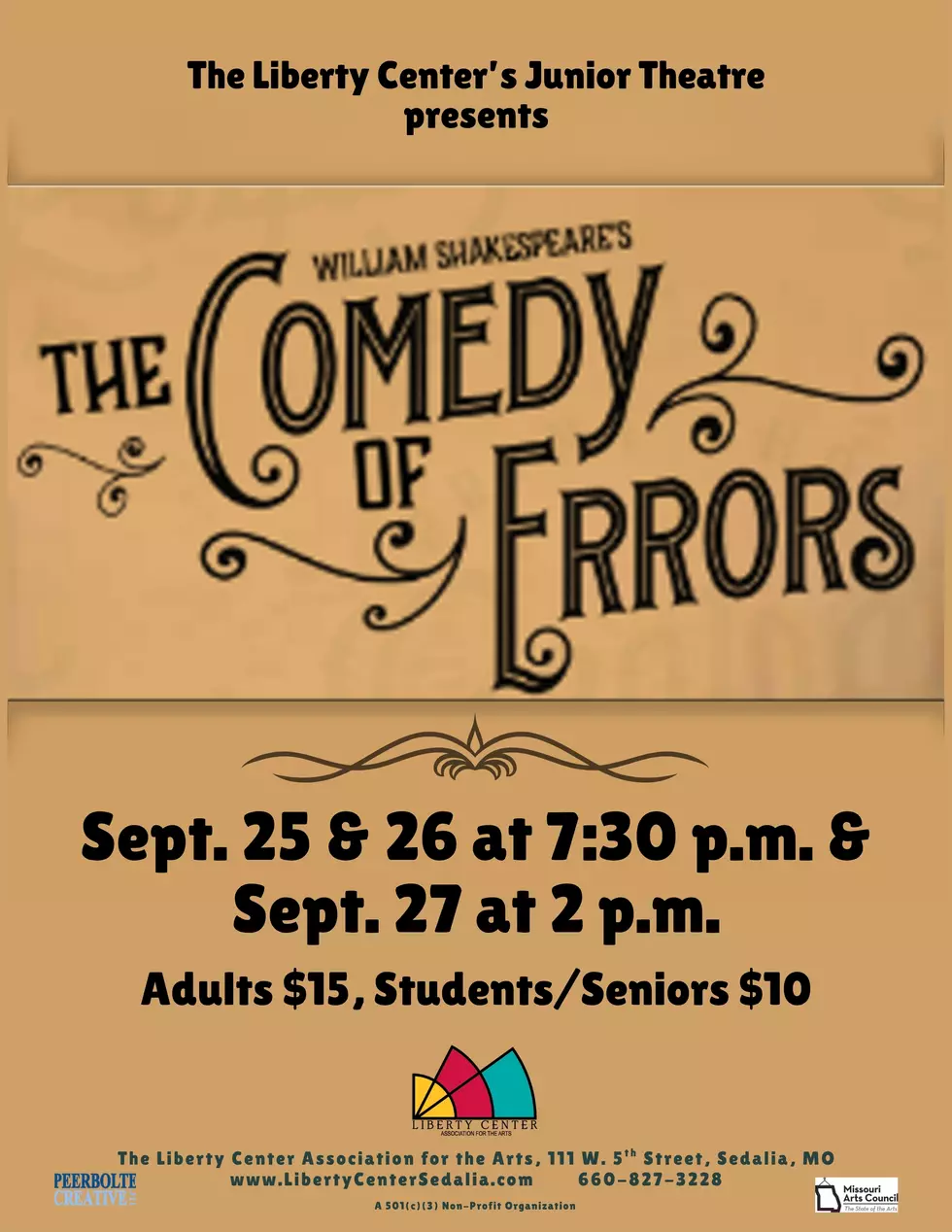‘Comedy of Errors’ to be Presented at Liberty Center