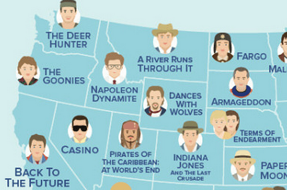 A Map of Numerous Movies Filmed Across the U.S.