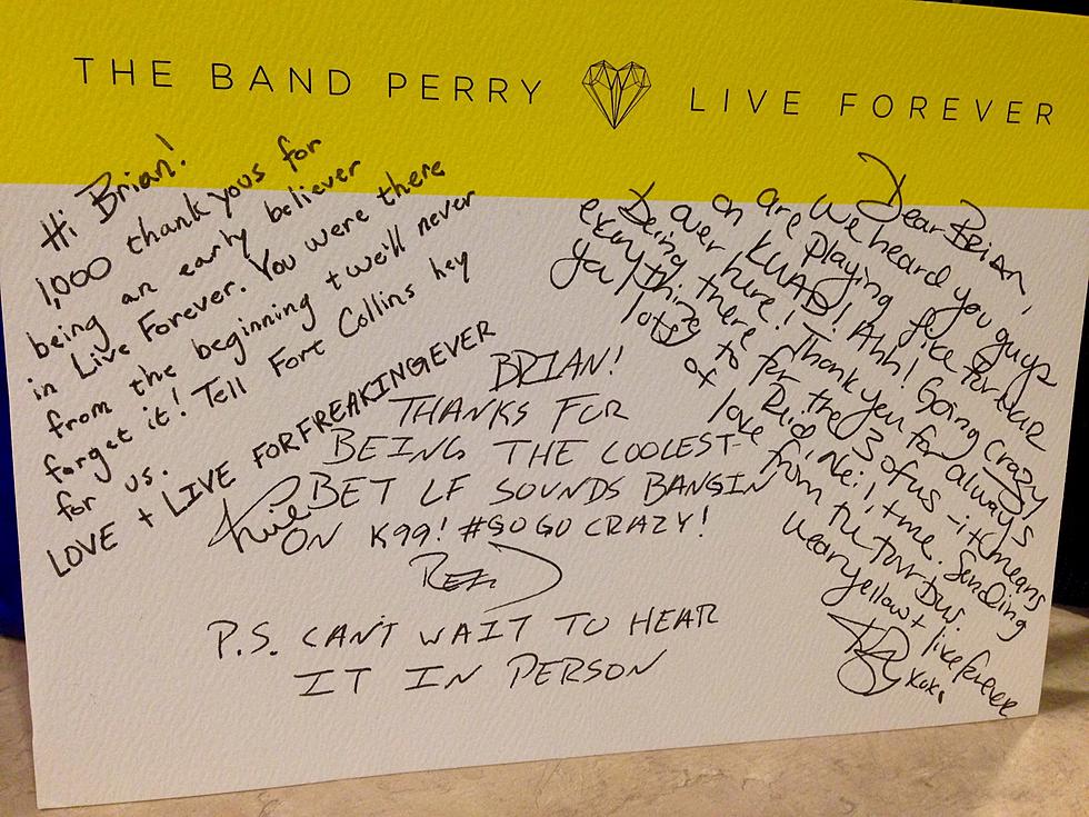 Brian Gary Gets Cool Handwritten Card From The Band Perry [PICTURES]