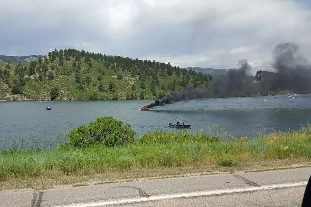Fire Burns Boat on Horsetooth Reservoir